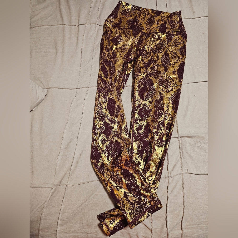 Gold Snake Print Leggings
